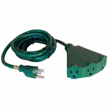 Cable de extensión de salida 3 de interior/exterior de 16awg con cubierta de seguridad impermeable 25 pies - verde